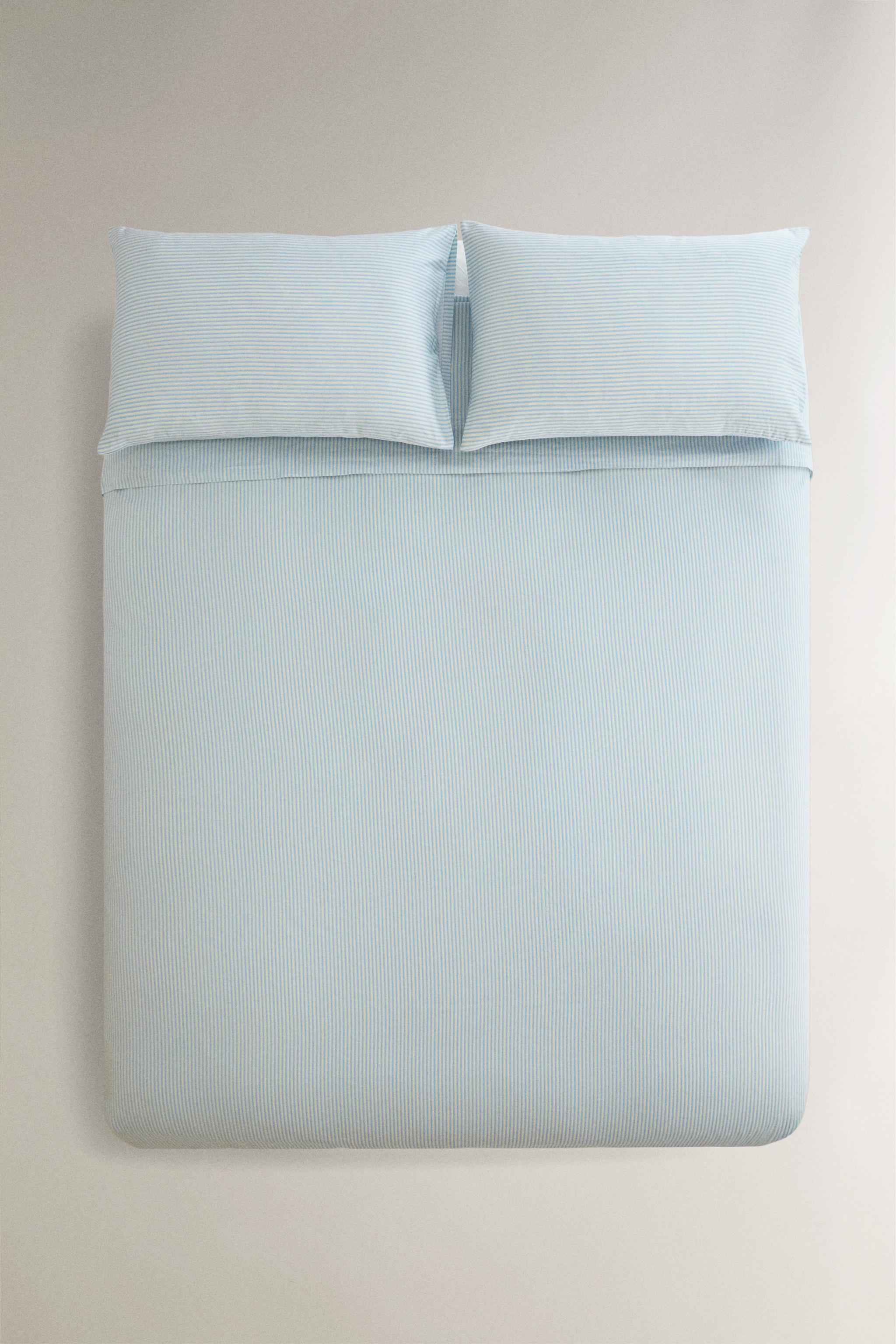 HOUSSE DE COUETTE SATIN RAYURES DÉLAVÉ (300 FILS)